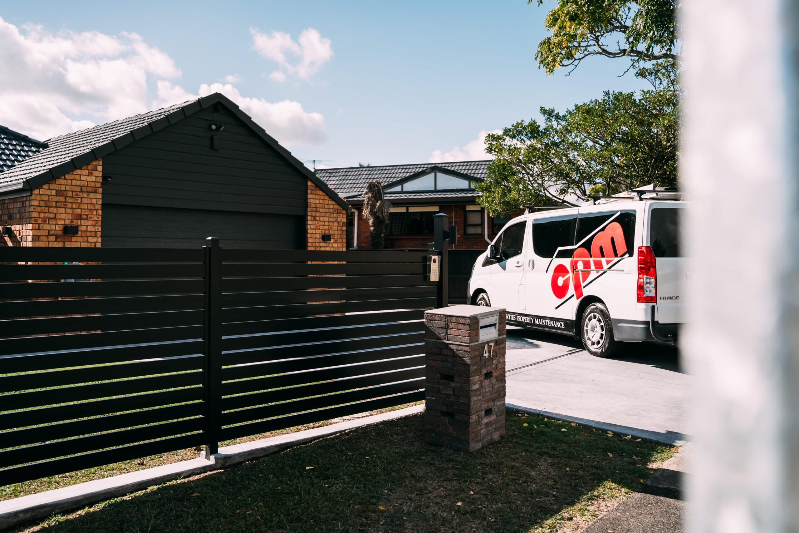 Van in the driveway of property